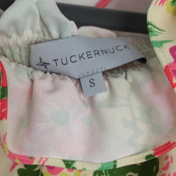 Tuckernuck Marguerite off shoulder blouse in spring floral S - Picture 4 of 13